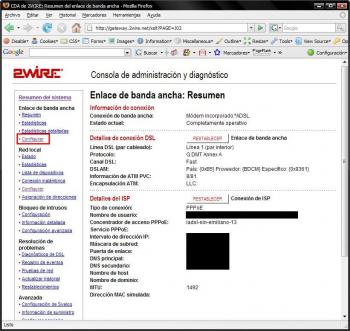 Panel de administración del router infinitum, en este paso das click en “configurar”.