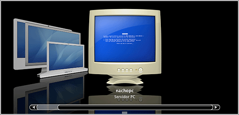 Nótese como la computadora con Windows tiene un pantallazo azul de la muerte..