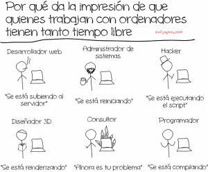 Razones por las que un informático parece tener tiempo libre