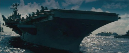 Escena del portaviones de Transformers