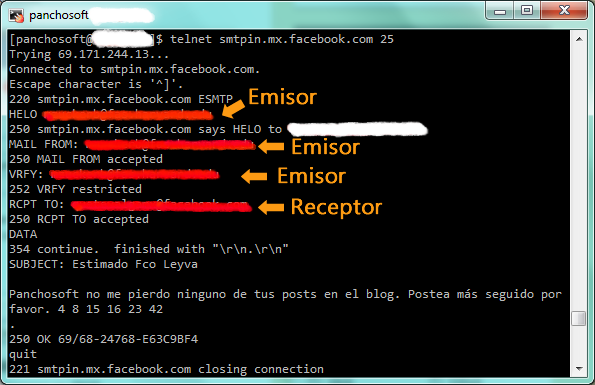 Envío de email por Telnet Envío de email por Telnet